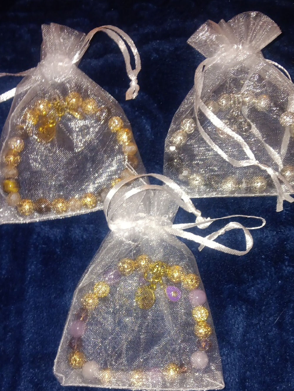 Gold and Silver Beaded Women’s Bracelet Set - Elegant Gift Pouches
